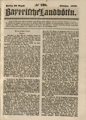 Bayerische Landbötin Freitag 10. August 1849