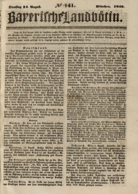 Bayerische Landbötin Dienstag 14. August 1849