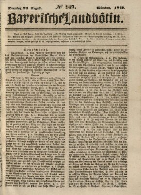 Bayerische Landbötin Dienstag 21. August 1849