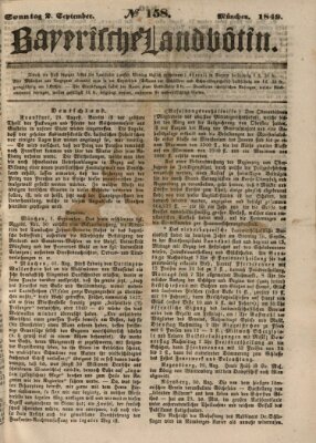 Bayerische Landbötin Sonntag 2. September 1849