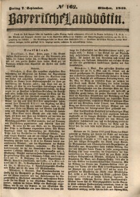 Bayerische Landbötin Freitag 7. September 1849