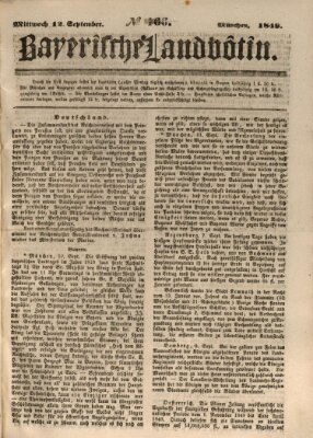 Bayerische Landbötin Mittwoch 12. September 1849