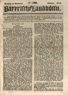 Bayerische Landbötin Samstag 15. September 1849