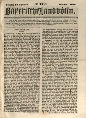 Bayerische Landbötin Sonntag 16. September 1849