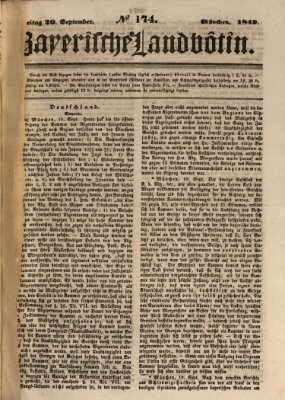 Bayerische Landbötin Donnerstag 20. September 1849