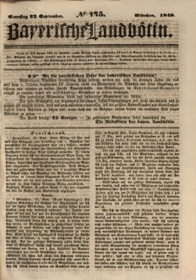 Bayerische Landbötin Samstag 22. September 1849