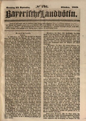 Bayerische Landbötin Sonntag 23. September 1849