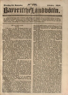 Bayerische Landbötin Dienstag 25. September 1849