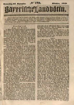 Bayerische Landbötin Donnerstag 27. September 1849