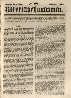 Bayerische Landbötin Samstag 13. Oktober 1849