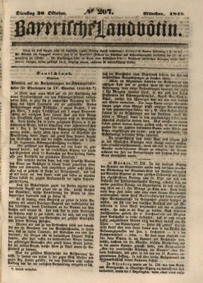 Bayerische Landbötin Dienstag 30. Oktober 1849