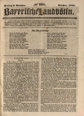 Bayerische Landbötin Freitag 2. November 1849