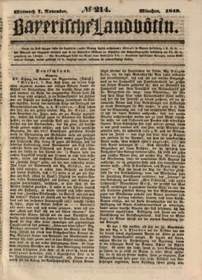 Bayerische Landbötin Mittwoch 7. November 1849