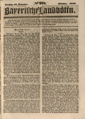 Bayerische Landbötin Dienstag 13. November 1849