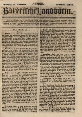 Bayerische Landbötin Samstag 17. November 1849