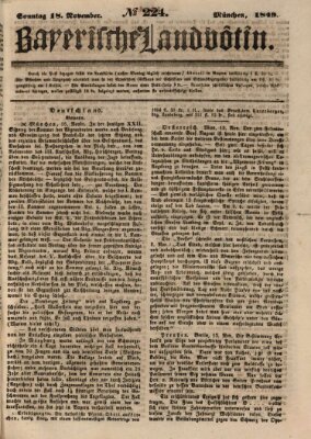 Bayerische Landbötin Sonntag 18. November 1849