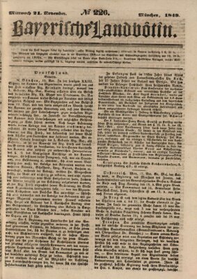 Bayerische Landbötin Mittwoch 21. November 1849