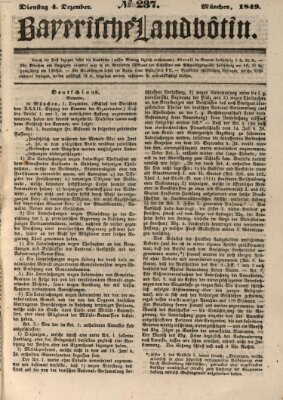 Bayerische Landbötin Dienstag 4. Dezember 1849