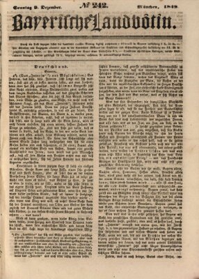 Bayerische Landbötin Sonntag 9. Dezember 1849