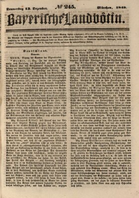 Bayerische Landbötin Donnerstag 13. Dezember 1849