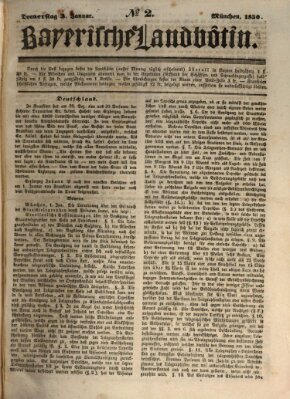 Bayerische Landbötin Donnerstag 3. Januar 1850