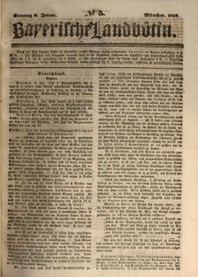 Bayerische Landbötin Sonntag 6. Januar 1850