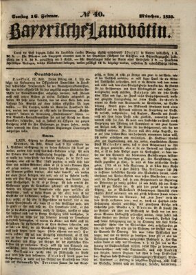 Bayerische Landbötin Samstag 16. Februar 1850