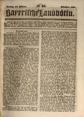 Bayerische Landbötin Montag 18. Februar 1850