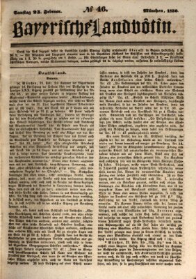 Bayerische Landbötin Samstag 23. Februar 1850