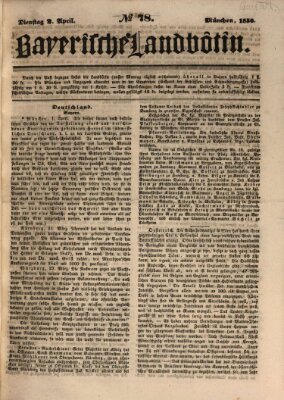 Bayerische Landbötin Dienstag 2. April 1850