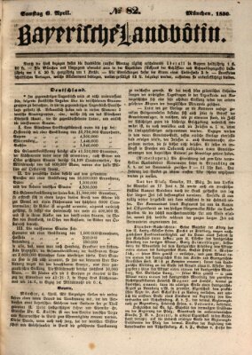 Bayerische Landbötin Samstag 6. April 1850