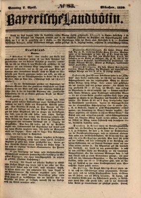 Bayerische Landbötin Sonntag 7. April 1850