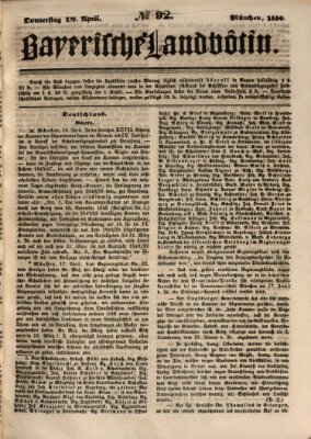 Bayerische Landbötin Donnerstag 18. April 1850