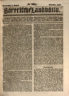 Bayerische Landbötin Donnerstag 1. August 1850