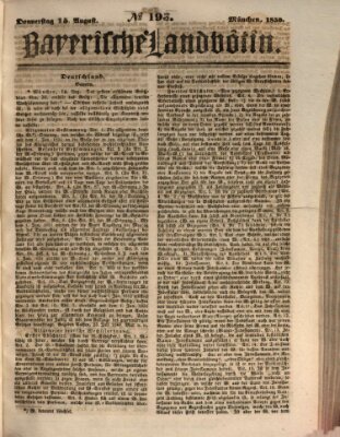 Bayerische Landbötin Donnerstag 15. August 1850