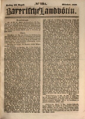 Bayerische Landbötin Freitag 16. August 1850