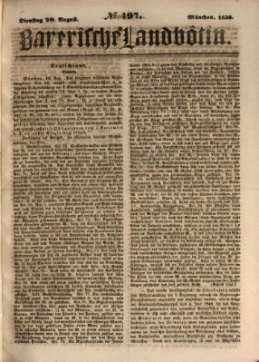 Bayerische Landbötin Dienstag 20. August 1850