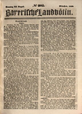 Bayerische Landbötin Sonntag 25. August 1850