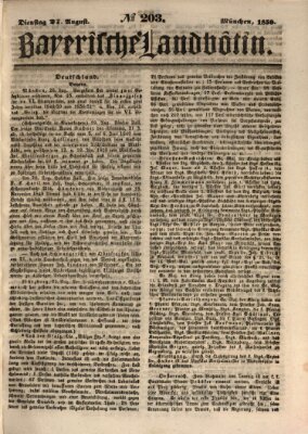 Bayerische Landbötin Dienstag 27. August 1850