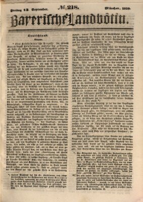 Bayerische Landbötin Freitag 13. September 1850