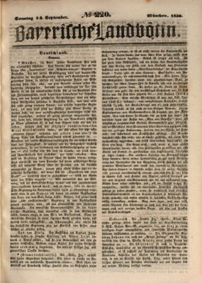 Bayerische Landbötin Sonntag 15. September 1850