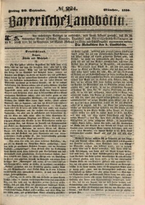 Bayerische Landbötin Freitag 20. September 1850