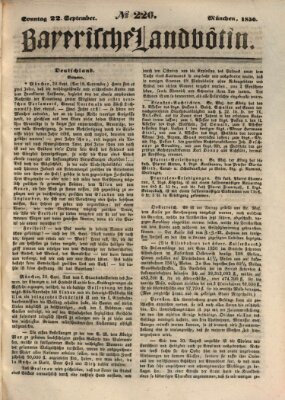 Bayerische Landbötin Sonntag 22. September 1850