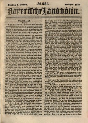 Bayerische Landbötin Dienstag 1. Oktober 1850