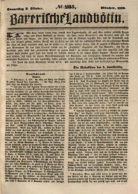 Bayerische Landbötin Donnerstag 3. Oktober 1850