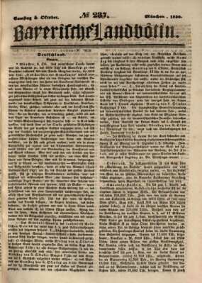 Bayerische Landbötin Samstag 5. Oktober 1850