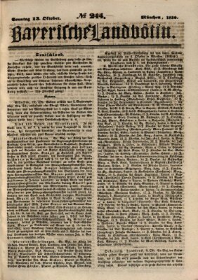 Bayerische Landbötin Sonntag 13. Oktober 1850