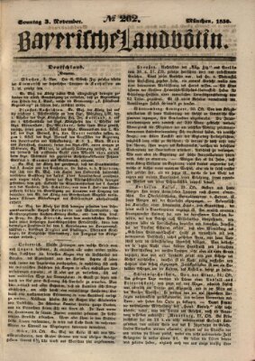 Bayerische Landbötin Sonntag 3. November 1850