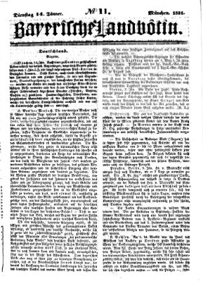 Bayerische Landbötin Dienstag 14. Januar 1851