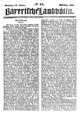 Bayerische Landbötin Sonntag 19. Januar 1851